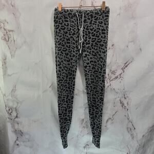 Sundry Sweatpants Womens XS 0 Gray Black Joggers Leopard Cheetah Mid Rise Skinny